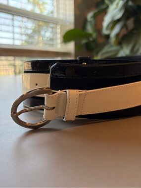 Anne Fontaine Black Leather Belt with Stitched Detail